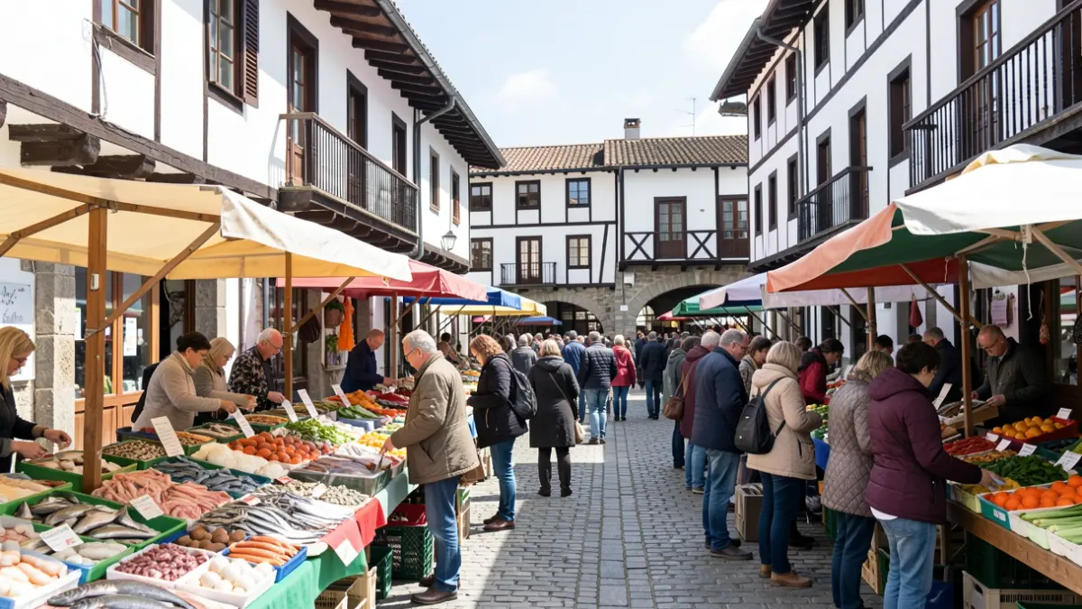 Imagen genérica de un mercado en una plaza del País Vasco.