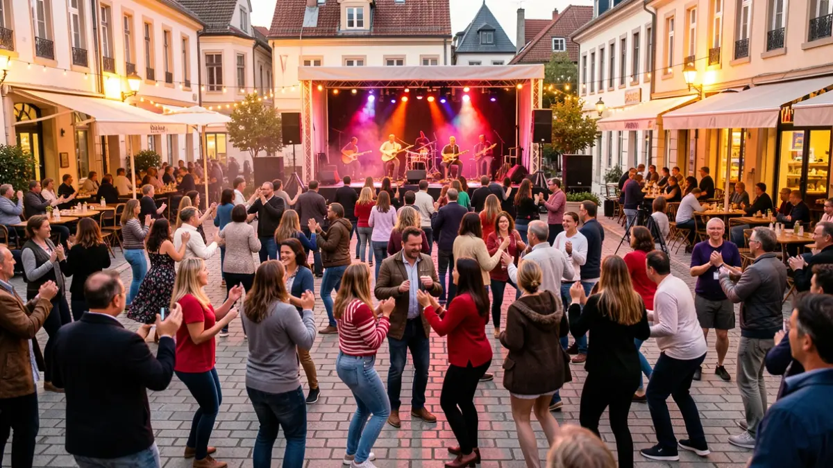 Irudi generiko bat: Salsa Topagunea ekitaldiaren giroa, jendea dantzan eta musika zuzenean.