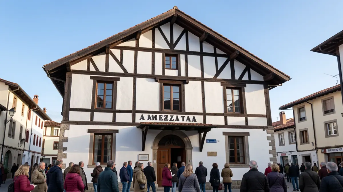 Generic image of the Amezketa town hall, a traditional Basque building.