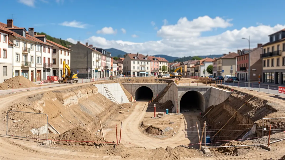Imagen de las obras de construcción de las estaciones de Aperribai y Bengoetxe.