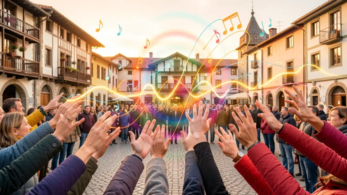 Generic image: An abstract representation of music and community in a Basque town square.