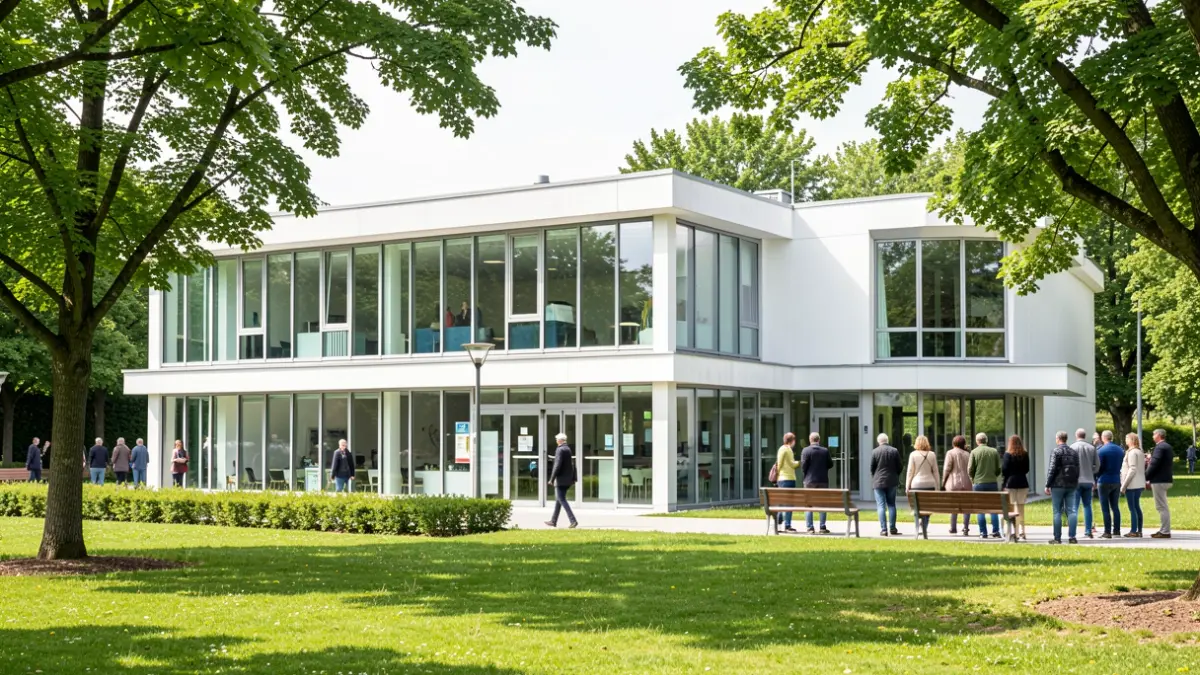 Generic image: Modern facade of a health center in Arrigorriaga, located in a park.