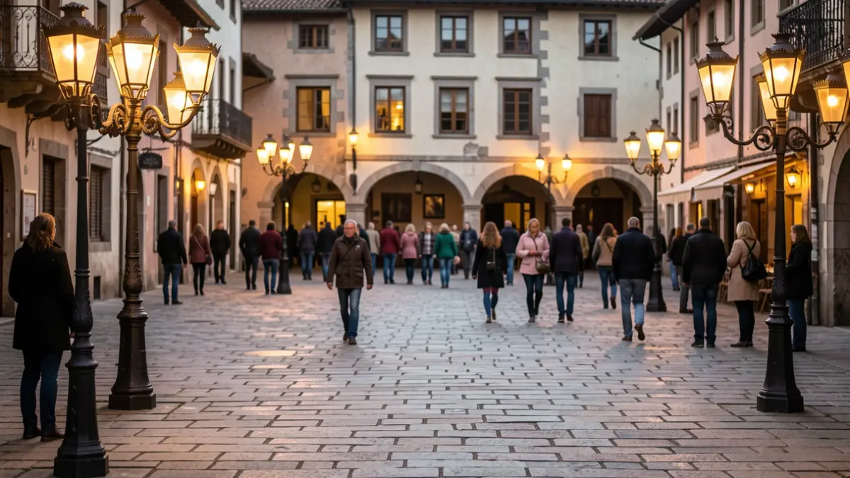 Generic image of a Basauri square in the afternoon light.