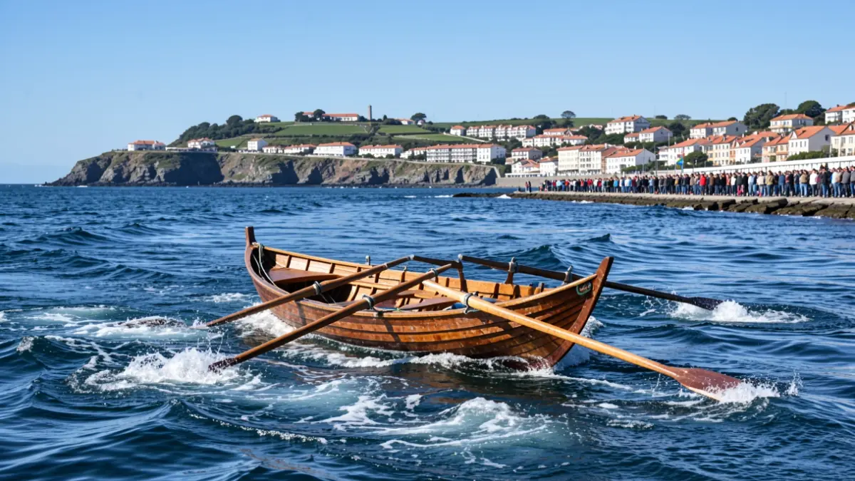 Bermeo Flag rowing race on the coast of Bermeo.