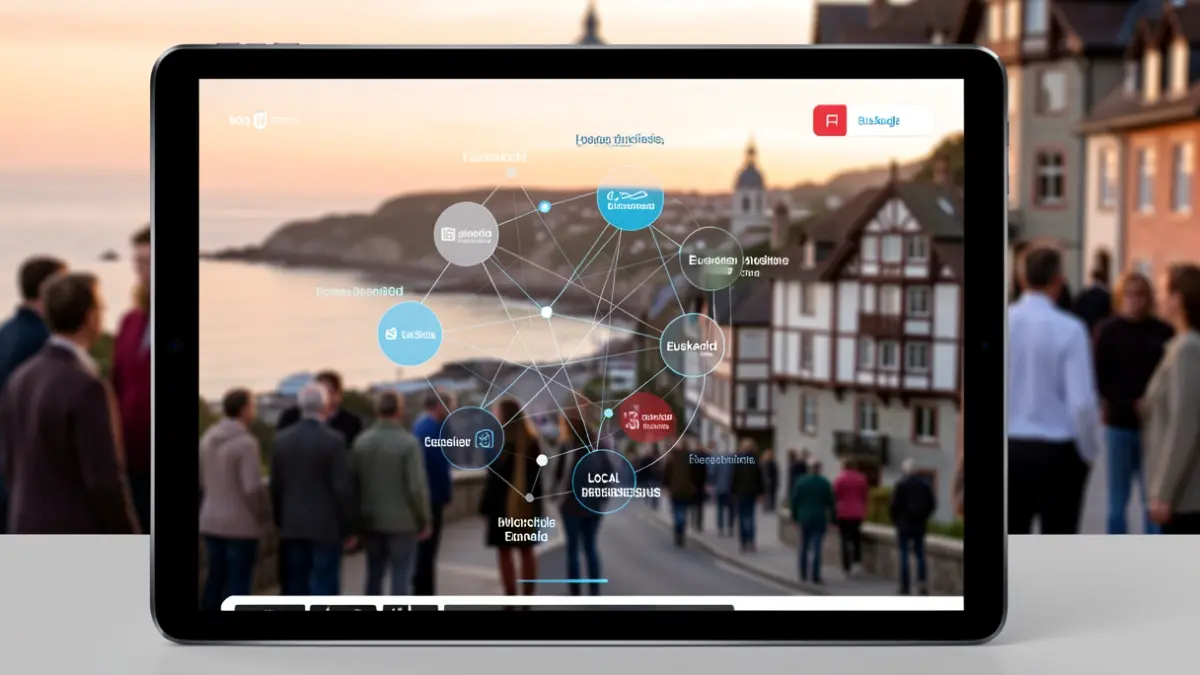 Generic image of a digital platform interface promoting local commerce in Euskadi.
