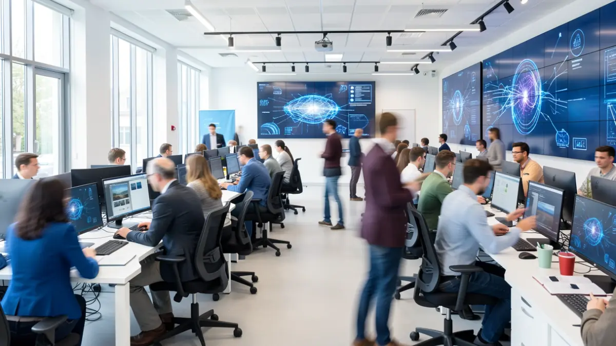 Generic image: a modern, bright digital training center showcasing a technology and learning environment.