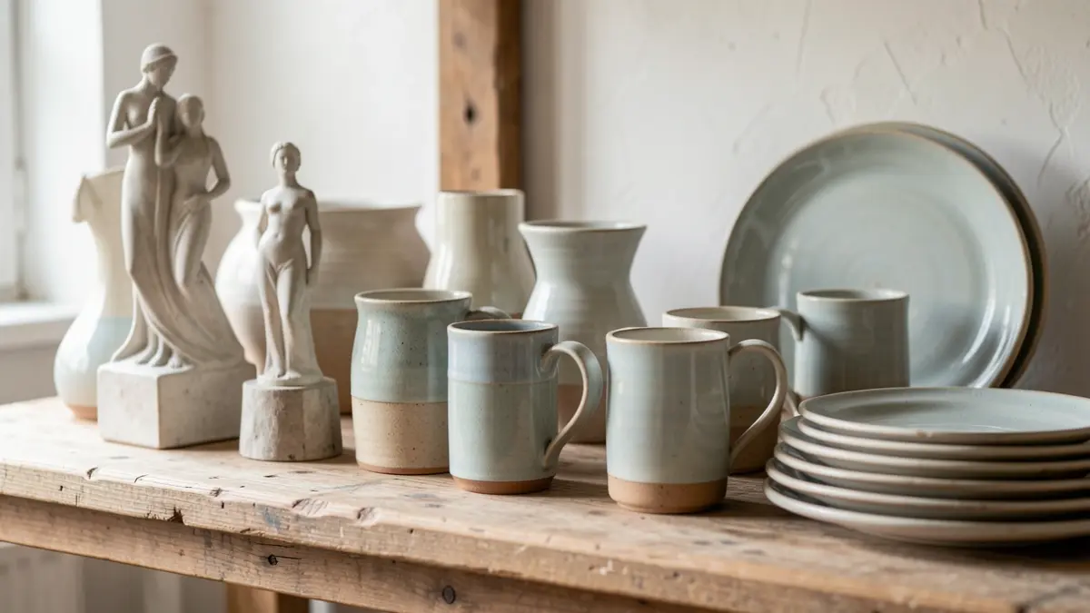 Close-up image of ceramic pieces from the Buztinzale association.