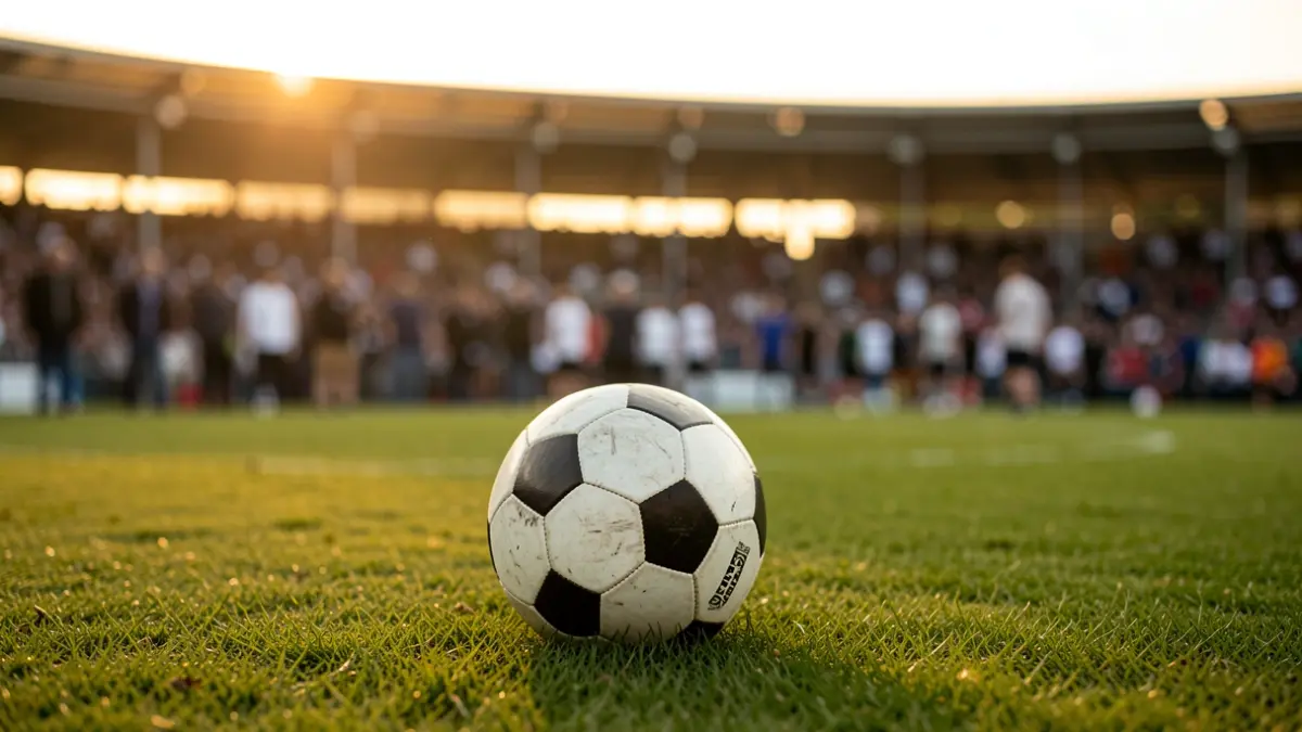 Futbol zelai batean, argi naturalarekin.