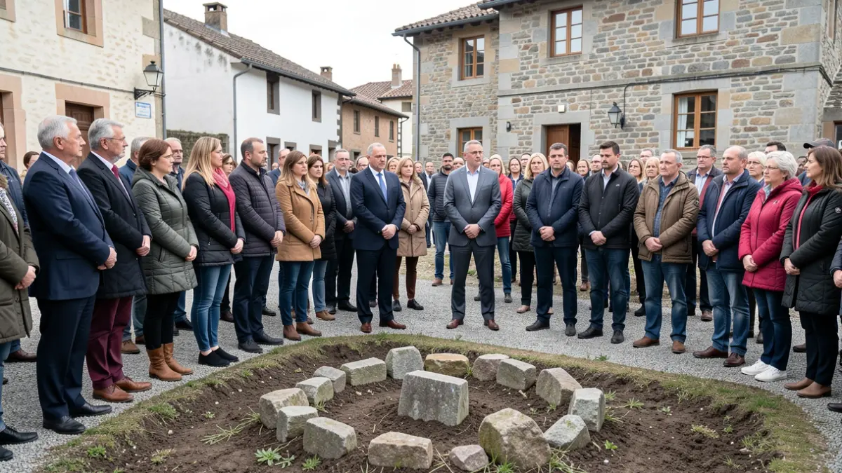 Irudi generikoa: Elgoibarko Ziardamendiko oroitzapena, jendea isilik eta errespetuz.