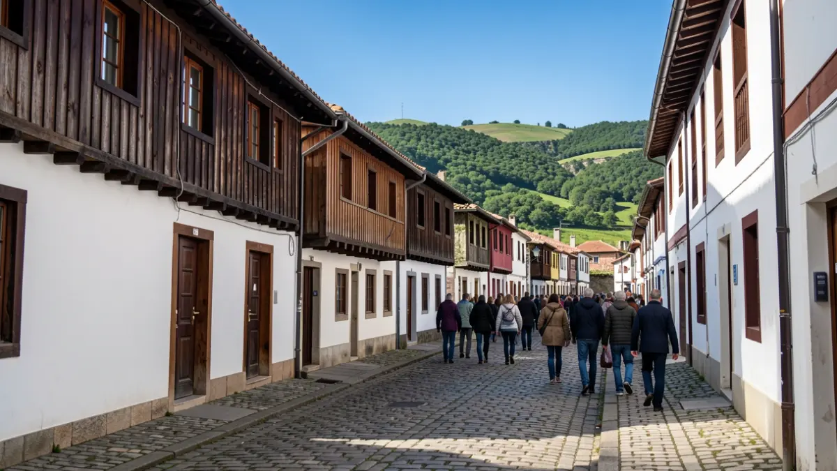 Imagen genérica de una calle de Elorrio con arquitectura tradicional.