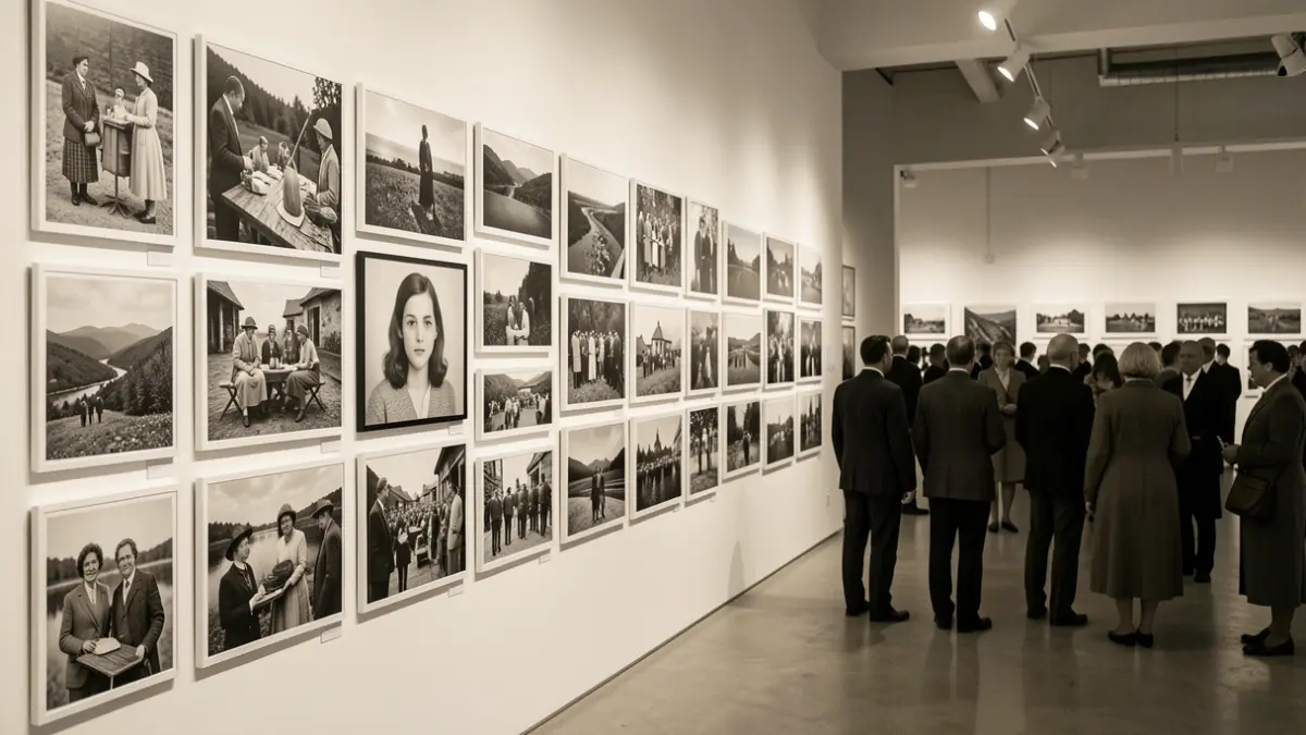 Irudi generiko bat 1950eko hamarkadako argazki zaharrez osatutako erakusketari buruz.