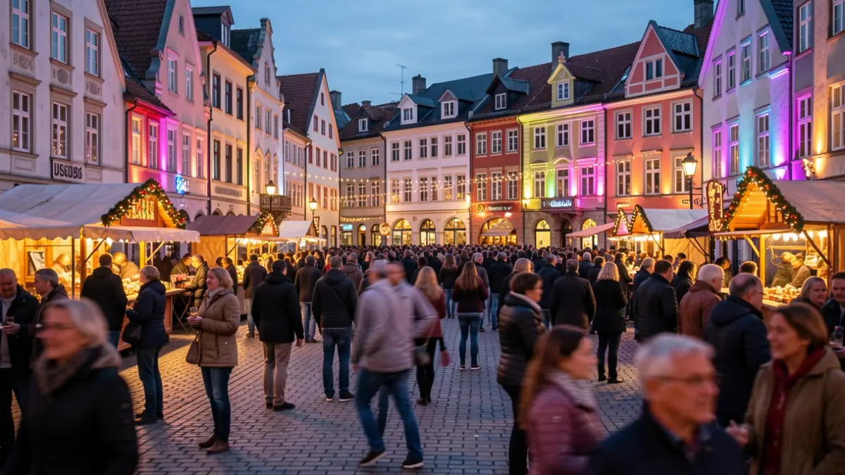 Generic image: Festive atmosphere in Galdakao, with people and lights.