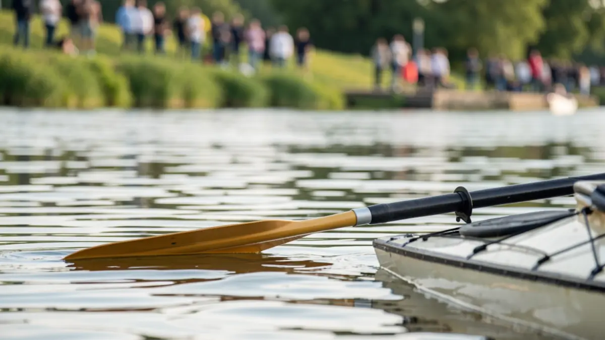 Kayak paddle on the waters of the Oria river.