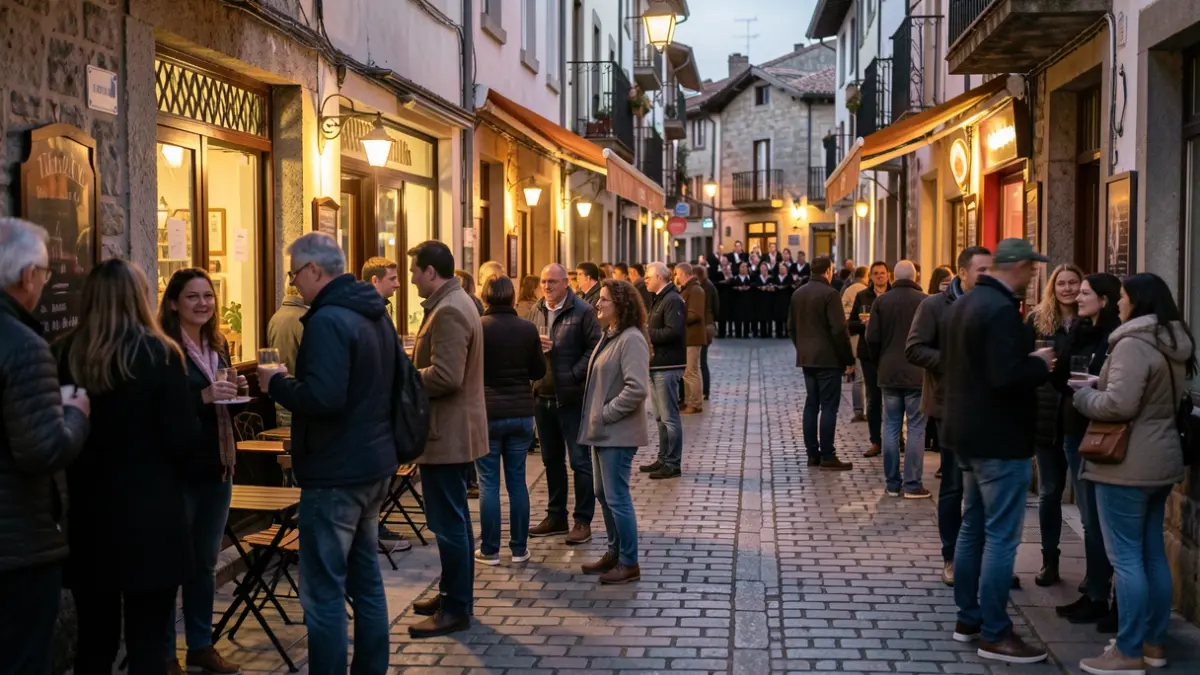 Imagen genérica de un ambiente callejero en Derio, con pintxo-pote y música.