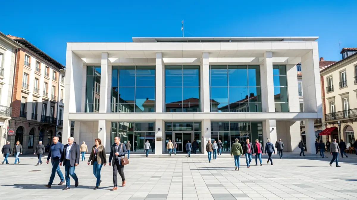 Generic image of a town hall facade in a modern Basque city.