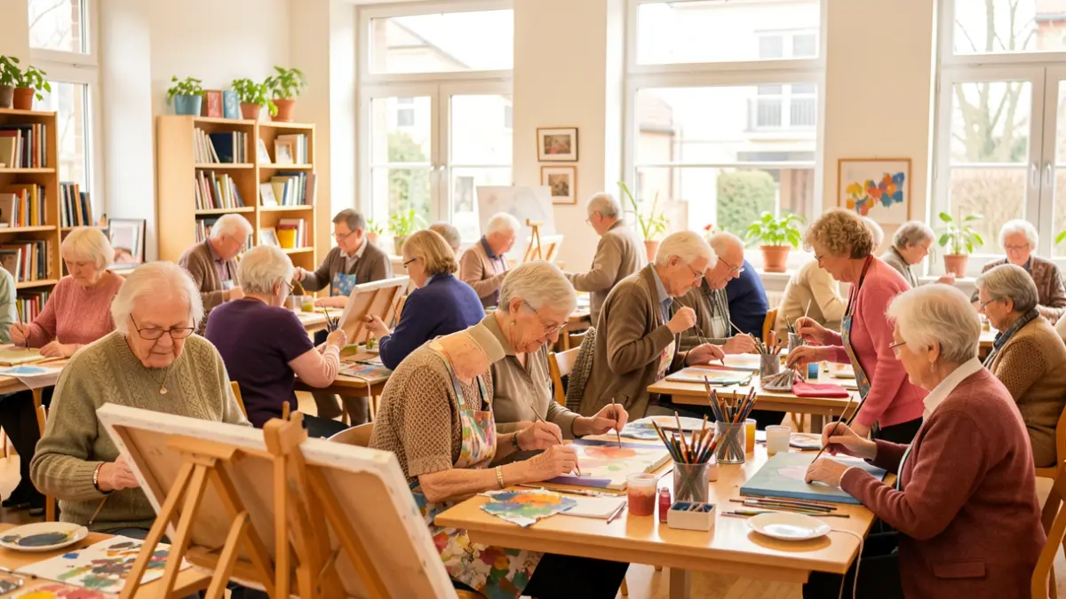 Generic image: a group of senior citizens participating in a creative workshop, with natural light.