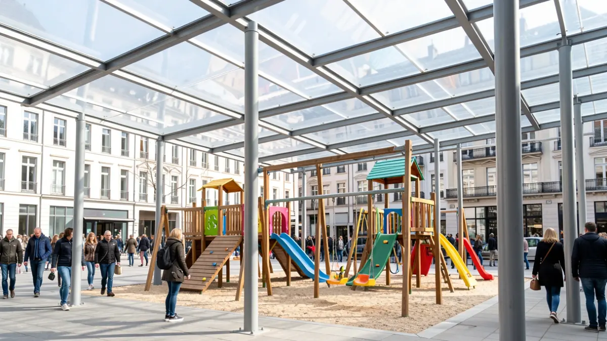 Imagen de la cubierta translúcida del nuevo parque infantil en Kortezubi Bidea.