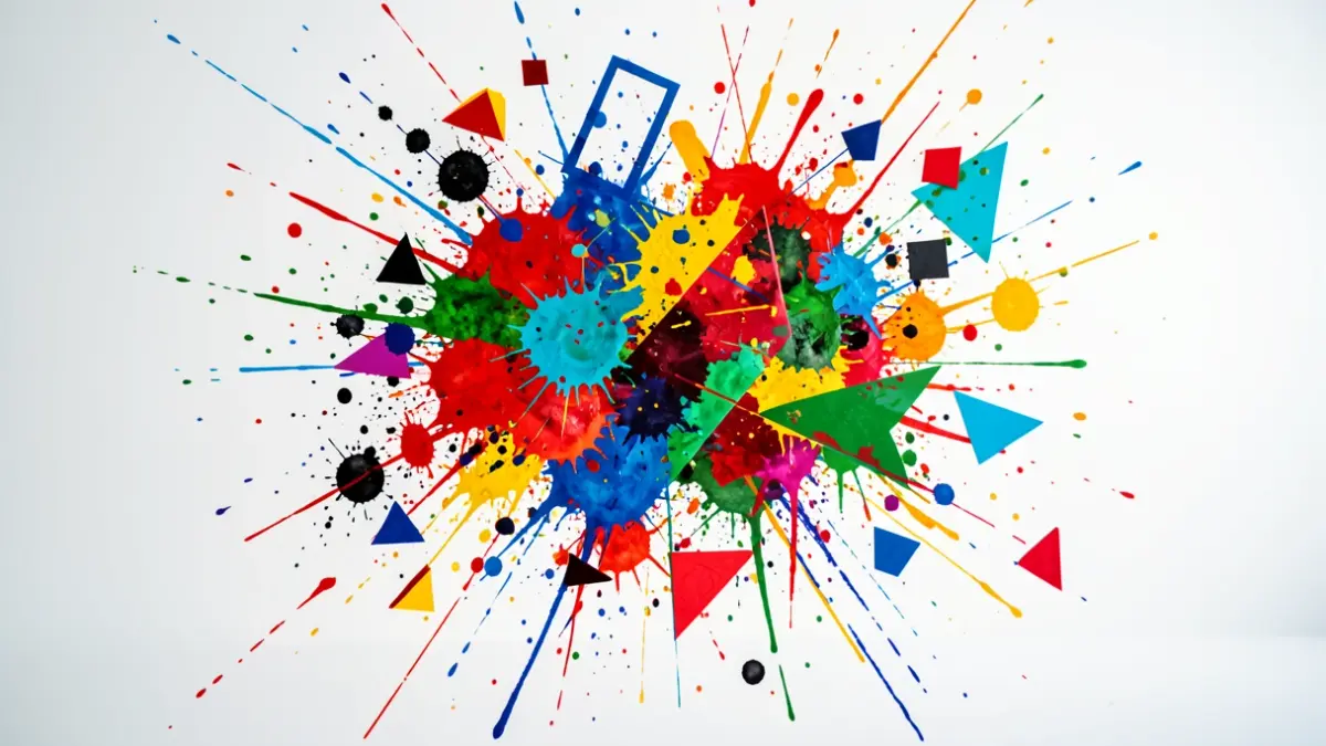 Generic image: a vibrant, abstract representation of creativity and artistic expression, featuring paint splashes and geometric shapes.
