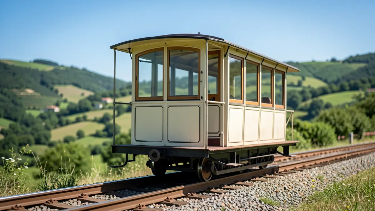 Fotografía del funicular de Larreineta con sus particularidades técnicas.