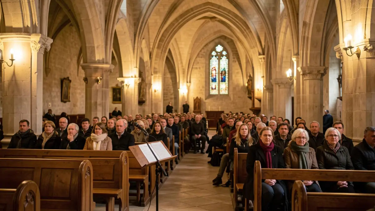 Interior of the Loiola basilica prepared for a concert.