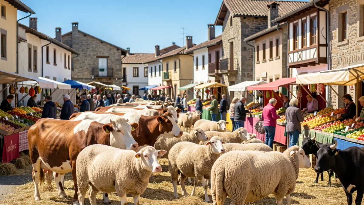 Generic image of the Mungia Livestock Fair, showcasing livestock and local products.