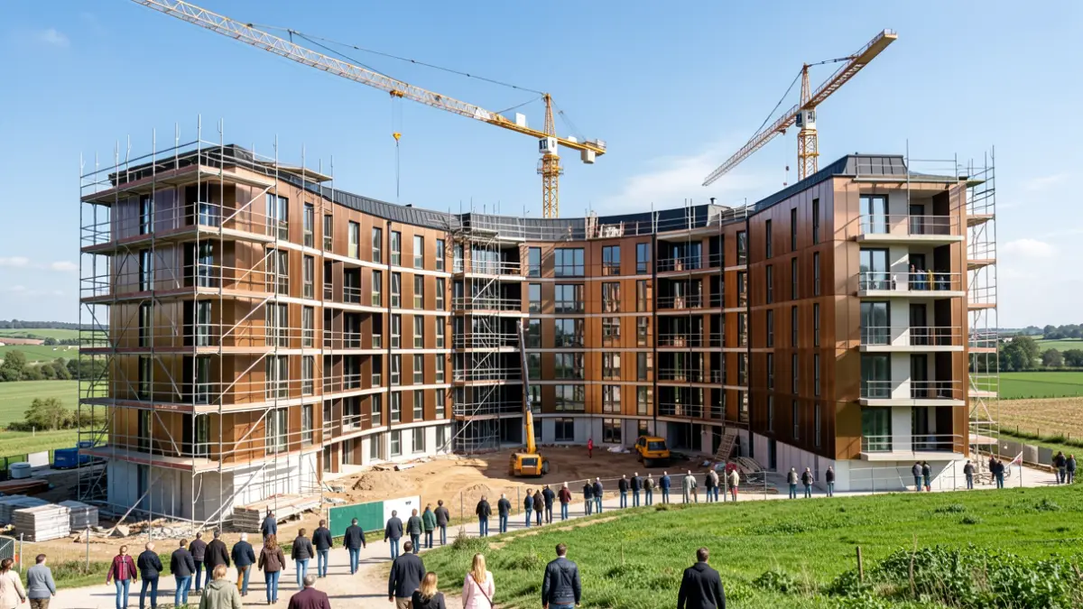 Generic image of a construction site in Vitoria-Gasteiz, a U-shaped residential building.