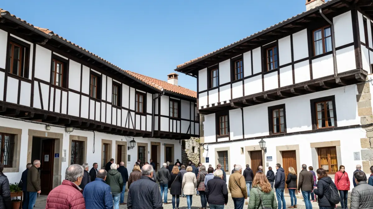 Irudi generiko bat Euskal Herriko kostaldeko etxebizitza tradizionalak erakusten dituena.