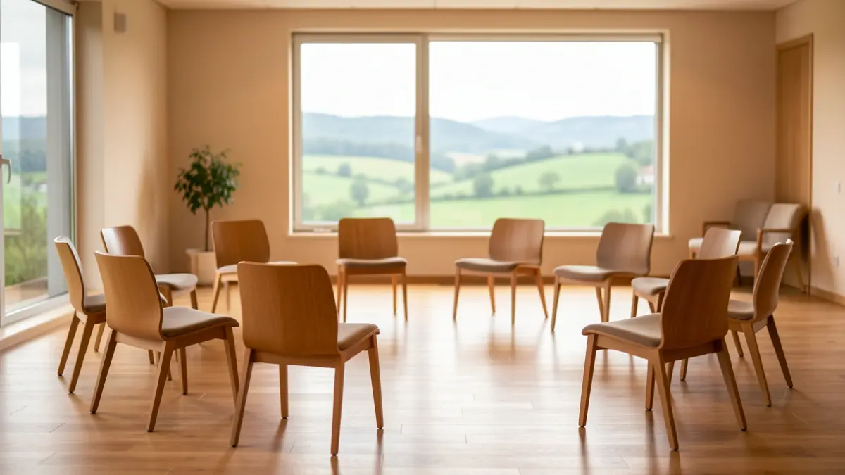 Generic image of a calm and bright interior, with chairs arranged in a circle.