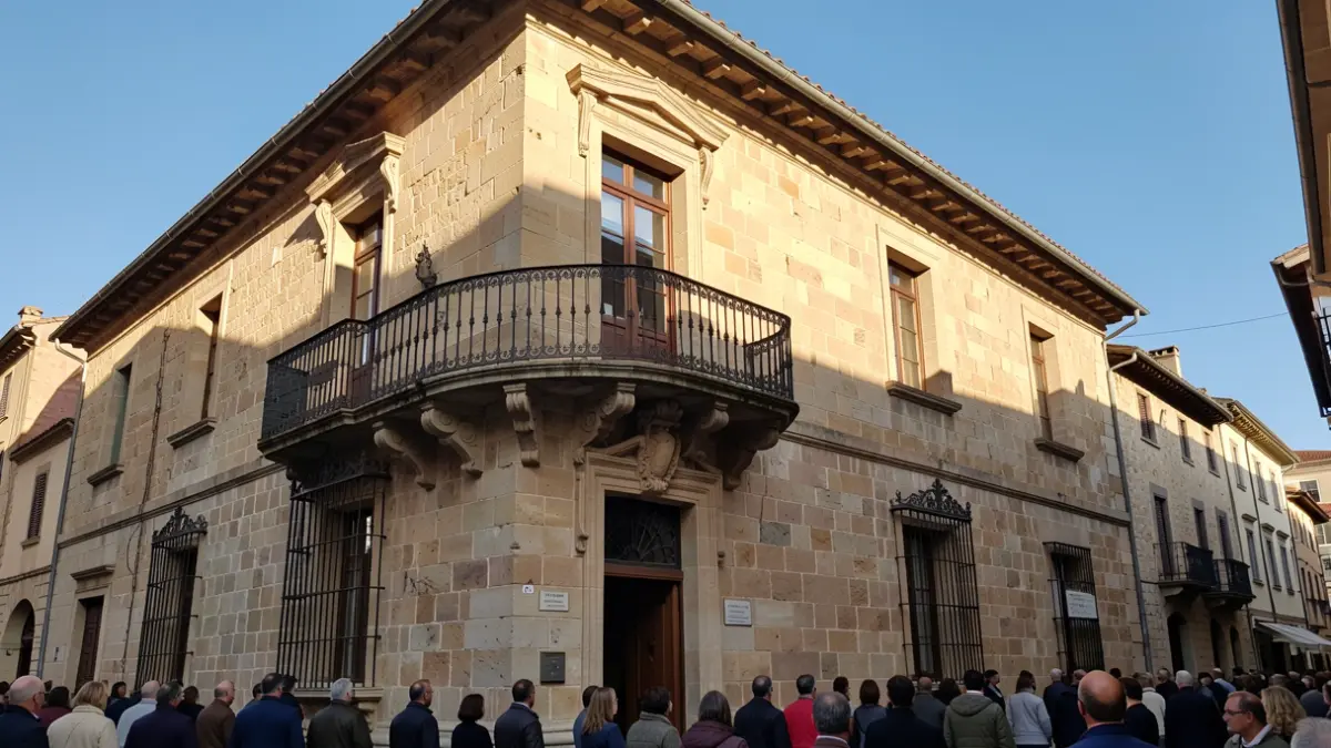Imagen genérica de la fachada del ayuntamiento de Zeberio con luz solar cálida.