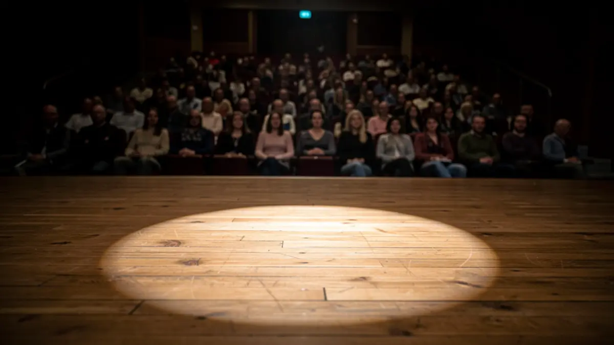 Generic image: illuminated theatre stage with blurred audience.