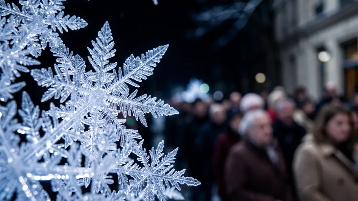 Generic image: Close-up of ice crystals with intricate microstructures, illuminated from within, against a dark, abstract background. Subtle blue and white tones, representing cold and scientific study.