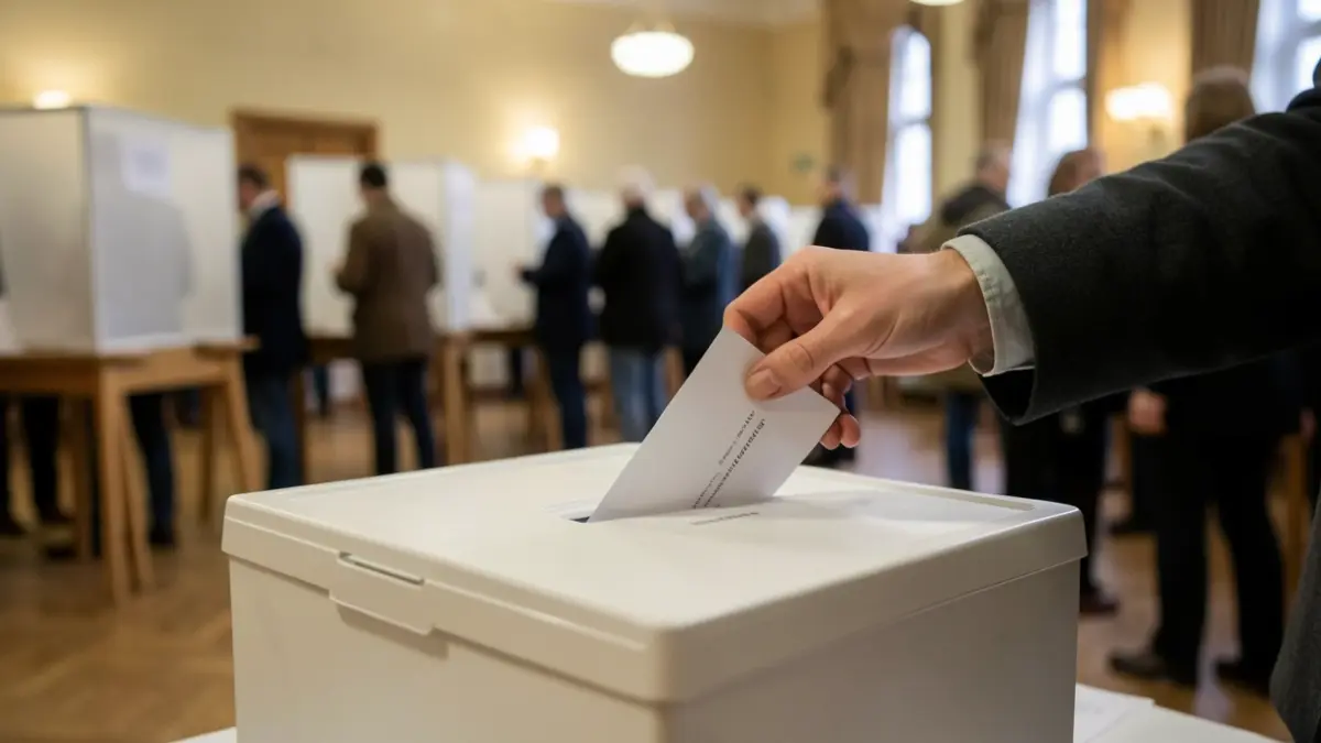 Irudi generikoa: boto-kutxa bat eta bertan boto bat sartzen ari den eskua, hautesleku bateko atzealde lauso batean.
