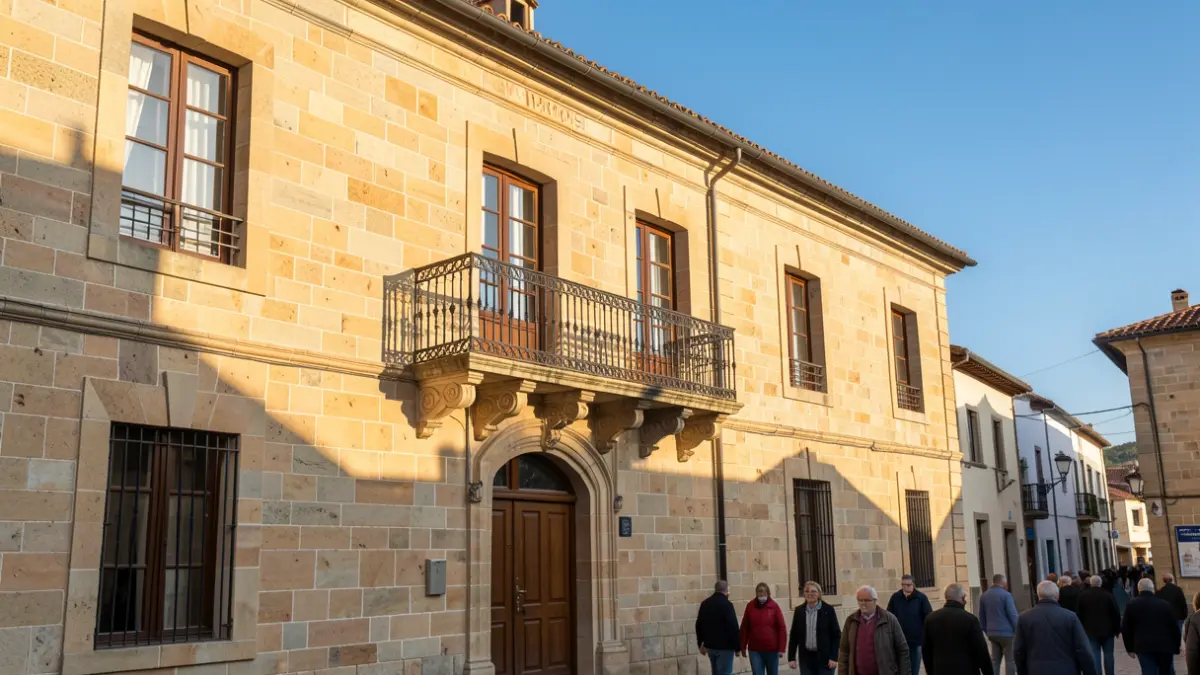 Generic image: warm afternoon sunlight casting soft shadows on the sandstone walls, blue sky.