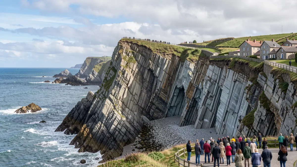 The Basque Coast Geopark, flysch formations and the sea.