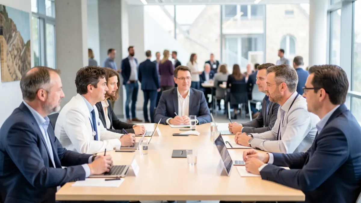 Generic image: diverse experts, academics, health professionals, and technology specialists, engaged in discussion around a table.