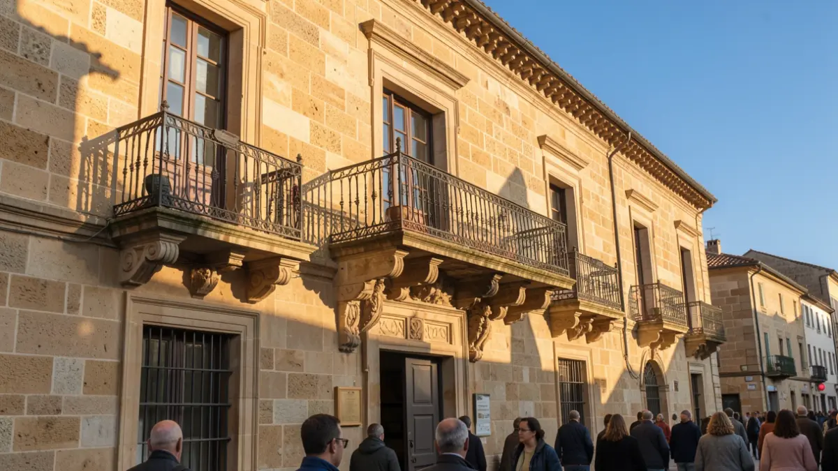 Generic image: Facade of an institutional building or town hall, with afternoon light.