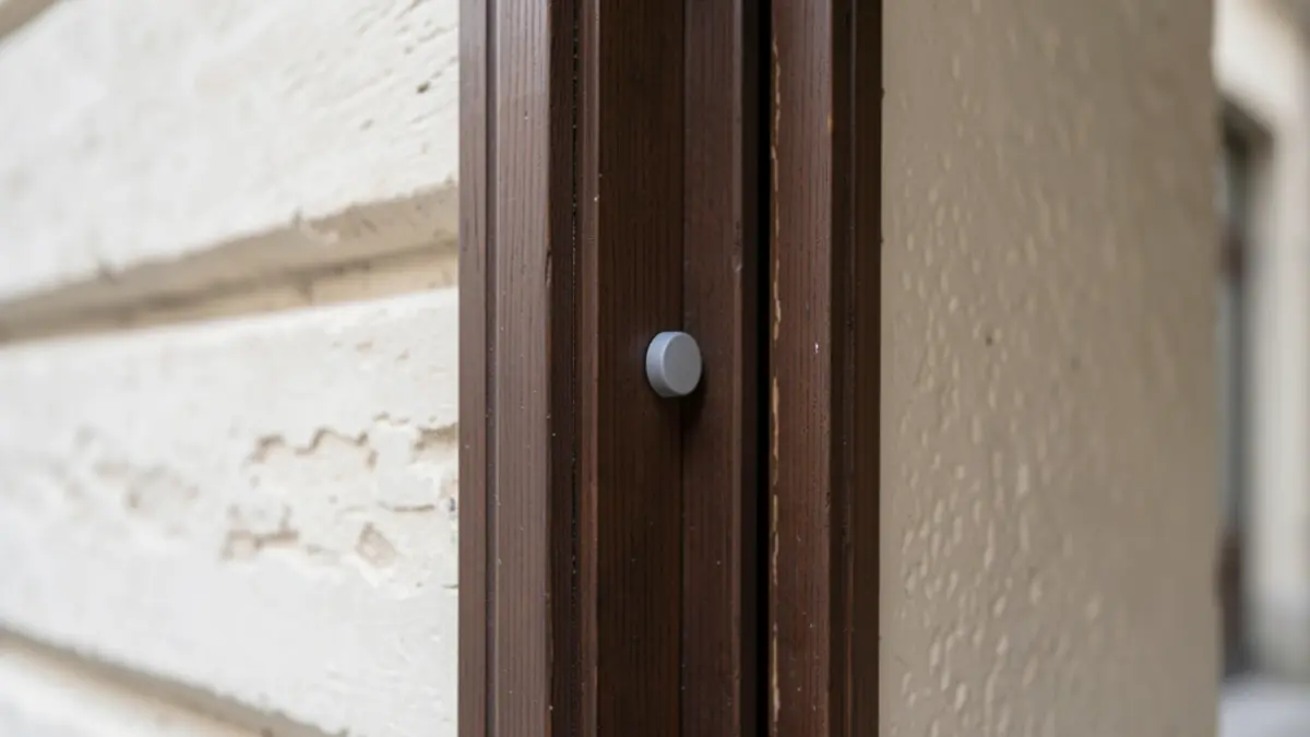 Generic image: A small marker placed between a door and its frame on a residential property.