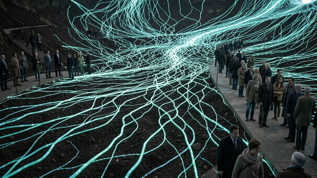 Generic image of an underground fungal network, representing a planetary scale.