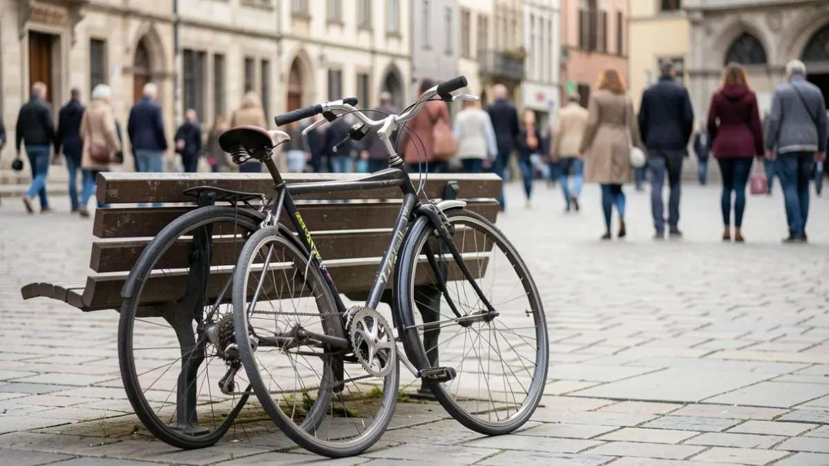 Imagen genérica: una bicicleta atada a un banco en un entorno urbano con el fondo difuminado.