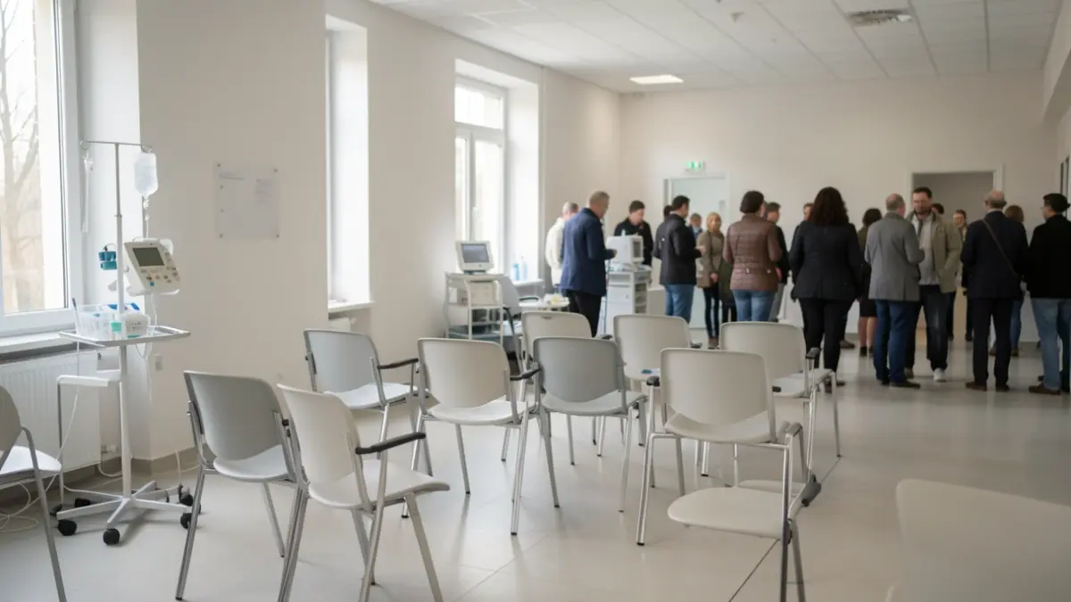 Generic image: An empty vaccination point in a health center, with natural light.
