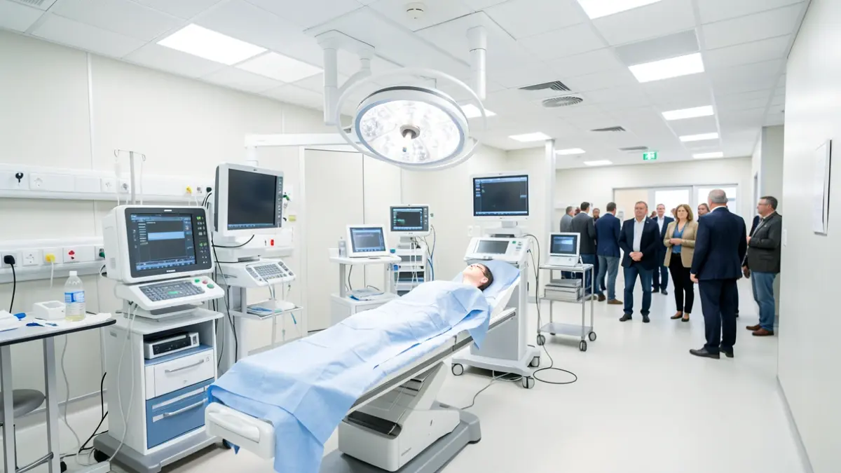 Imagen genérica: Quirófano moderno y luminoso en un hospital vasco, con equipamiento quirúrgico avanzado y un entorno estéril. Se centra en la tecnología y el espacio limpio, sin personas visibles.