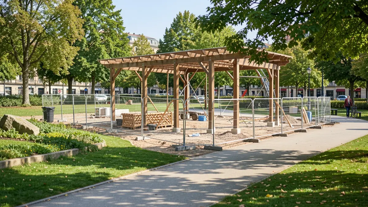 Imagen genérica: Un área de obras en un parque de Bilbao, delimitada por vallas.
