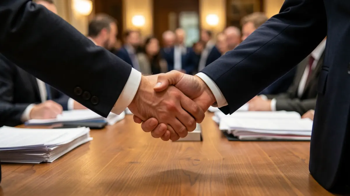 Generic image: two hands shaking over a table.