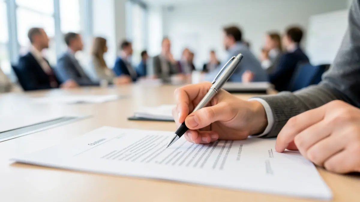 Generic image: hands of a young person with a pen over a document, symbolizing participation and planning. Soft natural lighting.