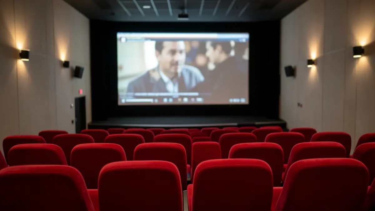 Generic image of a cinema auditorium interior with red seats and a blurred screen.